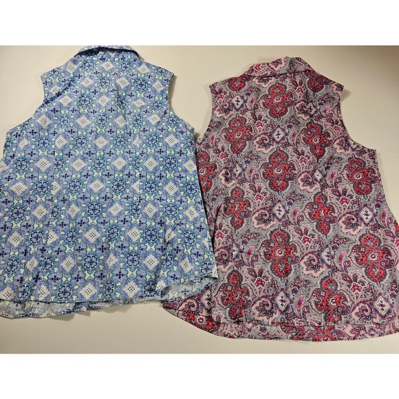 Lot of 2 chadwicks size 14 sleevless paisley summer button up top ^ - Picture 2 of 5